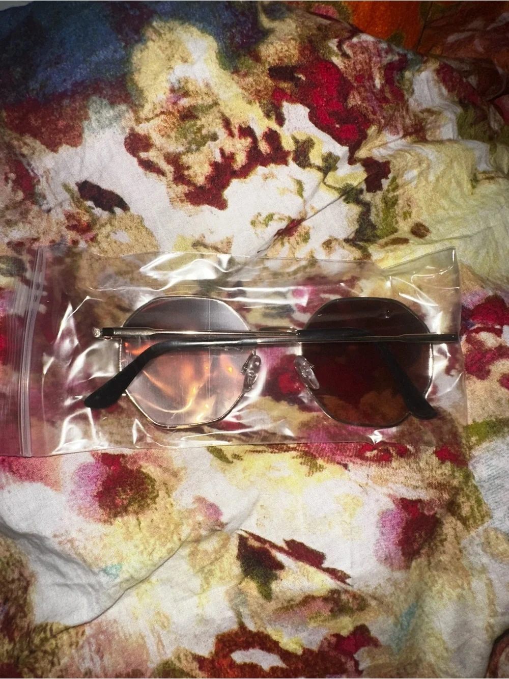 NIP Geometric Gold Amber Sunglasses